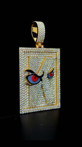 เงิน925 hip hop Full Moissanite ประดับด้วยเพชรสีแดงและสีขาวจี้รูปสี่เหลี่ยมผืนผ้าจี้ทองคำชุบทองจี้ตาสีขาวสำหรับผู้ชายผู้หญิง - Product Image 6