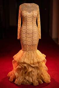 Robe de soirée sirène haut de gamme en perles dorées à manches longues, robe de mariée de luxe pour réception, sur mesure, vente en gros - Product Image 3