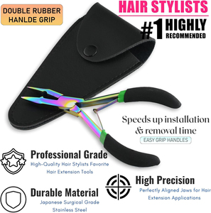 Professional Hair <b>Extension</b> Pliers Stainless Steel Rainbow Finish 5.5 Inches <b>Micro</b> Beads Closer Tool - Product Image 3
