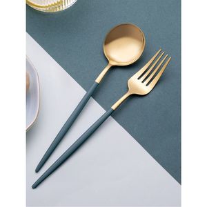 Juego de Cubiertos Modernos de Dos Tonos en Oro, Cubertería de Acero Inoxidable de Lujo, Elegante Juego de Cuchara, Tenedor y Cuchillo para Bodas y Fiestas - Product Image 4