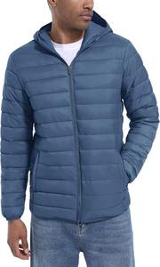 Chaqueta acolchada ligera para hombre, color azul grisáceo, con capucha, a prueba de viento, con aislamiento, forro acolchado, para invierno y actividades al aire libre. - Product Image 2