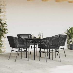 Dark Grey Garden Dining Set 4 Seater Rattan Outdoor Furniture Contemporary Weather Resistant Metal <b>Frame</b> - Product Image 3