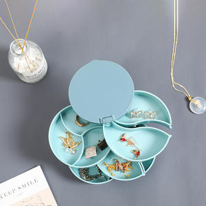 ELE QWEEN Boîte à bijoux élégante en plastique multicouche gravée, avec fonction rotative, anti-poussière, pour boucles d'oreilles et colliers - Product Image 4