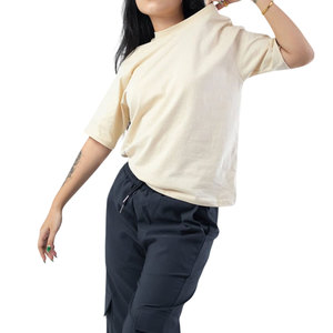 เสื้อยืดคุณภาพพรีเมียม OEM ODM ขายส่ง ผ้าฝ้ายและโพลีเอสเตอร์ เสื้อยืดเปล่าทรงหลวมสำหรับผู้หญิง ไหล่ตก รุ่นซัมเมอร์ 2026 - Product Image 3