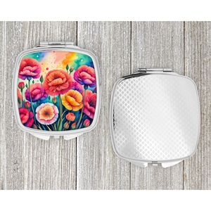 กระจกแต่งหน้าพกพาพับได้พกพาได้สำหรับผู้หญิงและเด็กผู้หญิงคาร์เนชั่นสีสันสดใส - Product Image 4