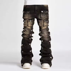 Jean ample en denim délavé vintage pour homme avec logo personnalisé – Coupe décontractée, effet usé, délavage acide - Product Image 5