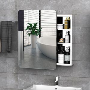 Organizzatore da Parete a Specchio in Acciaio Inox 18"x26" Armadietto a 3 Ripiani con Porta Scorrevole per Bagno - Product Image 2