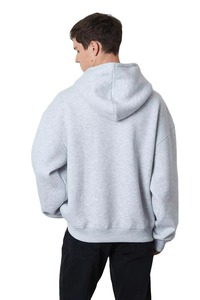 Sweat à capuche gris pour homme, 100% coton, surdimensionné, avec logo personnalisé, vente en gros, qualité supérieure et couture personnalisée - Product Image 2