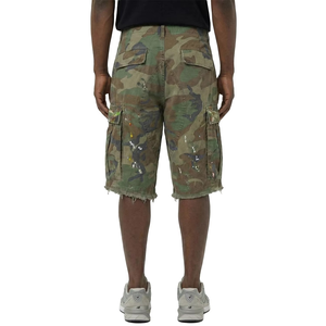 Mens Solid Elastic Waist Corduroy <b>Knee</b> Length Gothic Cargo Shorts Distressed Patchwork Baggy OEM - Product Image 3