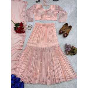 Ensemble de Lehenga Choli et Dupatta élégant pour femmes pour les fêtes - Product Image 5