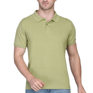 Men's Olive Green Solid Polyester/Cotton Knitted Short Sleeve Casual <b>Shirt</b> Breathable Quick Dry <b>Button</b> Front Regular Fit - Product Image 1