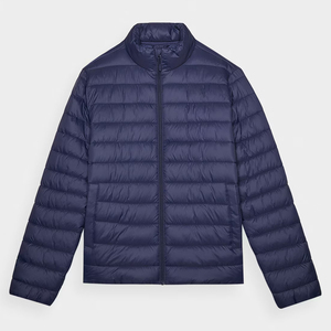 Men's Blue Stand Collar Puffer Jacket Windproof Casual Winter <b>Coat</b> <b>Zipper</b> Closure Polyester Wadding Regular Fit - Product Image 5