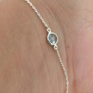 Blue Topaz Round Bracelet 925 Sterling Silver Handmade Promise Jewelry for Women gift for her December birthstone Jewelry - Product Image 5
