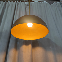 Luminaire suspendu moderne en forme de dôme doré mat, grande lampe suspendue en laiton en forme d'hémisphère, 2700K, lumière blanc chaud doux, économie d'énergie, abat-jour en verre