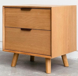 Mesa de Noche de Madera de Roble Macizo de Primera Calidad, Ecológica y Duradera, Moderna y Minimalista, con Dos Cajones de Almacenamiento para Dormitorio o Sala de Estar - Product Image 6