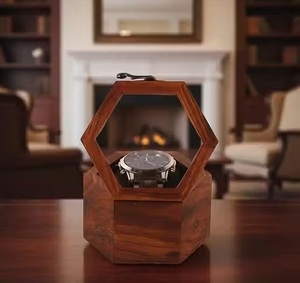 Geometric Wooden <b>Watch</b> <b>Case</b> 6-Slot Handcrafted Hexagon <b>Watch</b> Display Stand Modern Design AHTE MANUEXPO UR-065 - Product Image 2