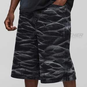 Shorts en jean droits personnalisés pour hommes, délavage vintage, streetwear Y2K, été, décontracté, respirant, écologique, en gros - Product Image 3