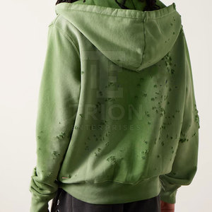 เสื้อฮู้ดดี้ผู้ชายแบบใหม่ สไตล์ดิสเทรส มีเชือกผูก ทรงหลวม - Product Image 2