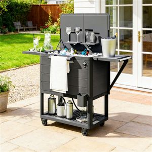 Carrello Frigorifero Nero per Esterni con Ruote per Terrazza e Stoccaggio Refrigerato - Product Image 1