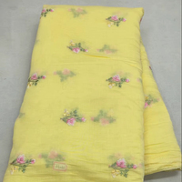 Tela de Seda Mul Chanderi con Bordado de Hilos Multicolores para Prendas Étnicas Femeninas, Peso Medio, 44 Pulgadas, 54 GSM, Tejida en India