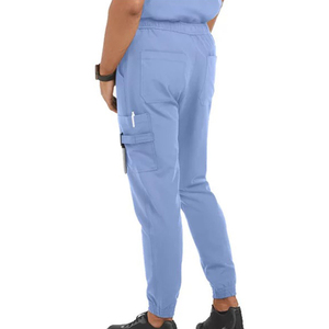 Unisex Blue <b>Scrub</b> <b>Sets</b> with Button Front and Zip Pockets Canvas Polyester Fabric Hospital Uniforms for Medical Staff - Product Image 6