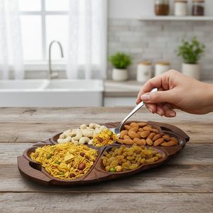 Handcrafted Wooden Heart Shaped Compartment Wooden <b>Tray</b> Natural Seasoned Polished Wood Elegant for Restaurant Available - Product Image 1