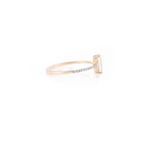 14K Solid Gold Baguette Cut <b>Moonstone</b> Wedding Band <b>Ring</b> for Women - Product Image 4