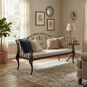 Traditional Cast Wrought Iron <b>2</b>-<b>Seater</b> Sofa <b>Set</b> Durable Outdoor Furniture Waterproof <b>Garden</b> Couch - Product Image 4