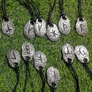 Joyería gótica de hierro forjado hecho a mano, collar de cadena con colgante de runa de acero inoxidable para hombre, artesanía RF - Product Image 1