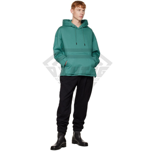 Sudadera con Capucha Extra Grande Personalizada Premium para Hombre, de Algodón Grueso, Hombros Caídos, Estilo Urbano, Color Verde Unison, Venta al Por Mayor - Product Image 4