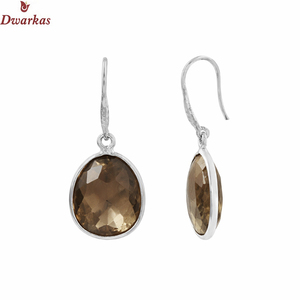 Pendientes de cuarzo ahumado en plata de ley 925 para mujer, joyería al por mayor, pendientes de plata de ley 925 para mujer, joyería de moda. - Product Image 1
