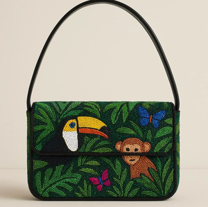 Bolsos de Mano de Cuero Genuino con Estampado Bohemio Vintage, Elegantes, para Mujer, con Cadena, para Compras - Product Image 5