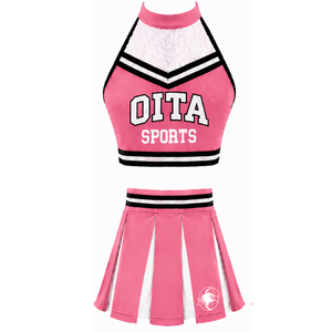Ensemble d'uniformes de cheerleading rose vif personnalisés, jupe plissée, haut court, tenue de performance d'équipe, compétition de danse, vêtements de sport athlétiques - Product Image 1