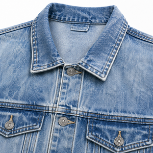 Veste en jean bleu clair délavé pour homme, style vintage, en coton, fabrication OEM, vente en gros - Product Image 6