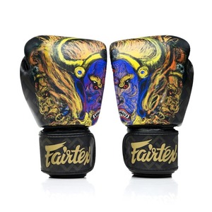 Gants de boxe Fairtex en cuir véritable, entièrement imprimés, sur mesure, de qualité supérieure, avec fermeture auto-agrippante, pour Muay Thai. - Product Image 1
