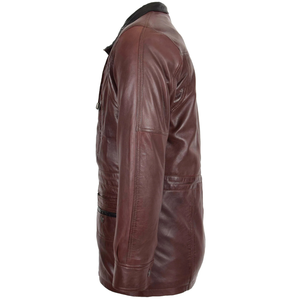 <b>High</b> QualMens Genuine <b>Leather</b> Winter Car Coat Hip Length Black - Product Image 4