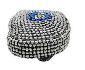 <b>Silver</b> metal Beaded Ethnic purse Girls Bridal Bag cross body bag for women/Girl party <b>clutch</b> Metal <b>clutches</b> Vintage Brass - Product Image 2