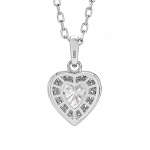 Sterling Silver 925 Rose Gold Plated Classic <b>Necklace</b> <b>Chain</b> Heart Shape Halo Moissanite with GRA Certificate for Women - Product Image 4
