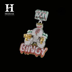 Wholesale Hip Hop Iced Out Money <b>Bag</b> Pendant Necklace 3D Custom Dual Gun Skull Diamond Pendant Dripping Enamel Script Letter - Product Image 1