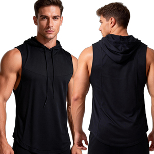 Wholesale Custom <b>Sleeveless</b> <b>Hoodie</b> Quick Dry Mens Vest Gym Wear Workout <b>Sleeveless</b> <b>Hoodie</b> Blank Men's <b>Sleeveless</b> <b>Hoodie</b> Tank Top - Product Image 3