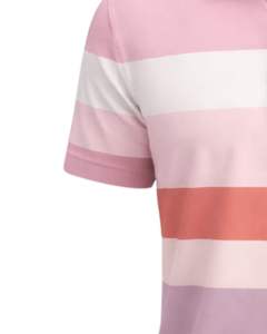 Camiseta Polo de Algodón para Hombre, Personalizada, con Rayas Rosas y Multicolores, Corte Clásico, Manga Corta, Informal, para Verano, Fabricante, Suministro al por Mayor - Product Image 5