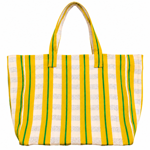 Sac fourre-tout en nylon recyclé écologique, réutilisable pour les courses, avec design rayé - Product Image 1