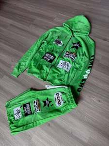 Patchwork Tracksuit <b>Full</b> <b>Zip</b> <b>Hoodie</b> Jogger Set Graphic Applique Embroidery Streetwear Custom Casual Sportswear Set OEM - Product Image 1