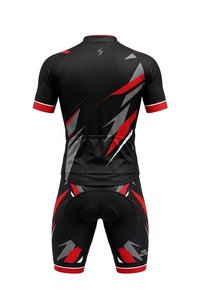 Custom Printed Front Letter Black <b>Red</b> Cycling Jersey Set Short Sleeve <b>Bike</b> Shirt Bib Shorts Moisture-Wicking for Unisex Road - Product Image 3