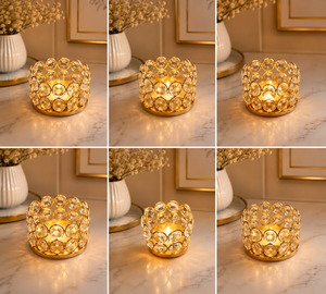 Juego de 6 Portavelas de Cristal Dorado, Portavelas Decorativos de Lujo para Decoración del Hogar y Bodas, Portavelas de Metal - Product Image 2