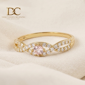 Anillo de oro amarillo macizo de 14 quilates de última tendencia con diamante cultivado en laboratorio y zafiro Padpardscha, joyería fina para mujer para boda - Product Image 4