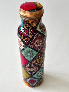 Elegante botella de agua de cobre de 500ML DE LA India 100% cobre puro con tapa beneficio de salud Ayurvédica esmalte accesorio a prueba de arañazos - Product Image 2
