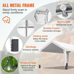 Abri de voiture robuste 10x20 pieds résistant aux UV avec 8 poteaux renforcés et 4 sacs de lest pour garage de voiture, bateau, tente de réception - Product Image 4