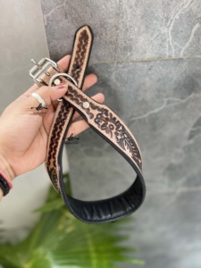 Hand <b>Tooled</b> <b>Leather</b> Dog Collar Skull Pet Collars Designer Soft Durable Bulk Wholesale Product Hot Sale Dog Collar - Product Image 2