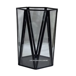 Wholesale Nordic Decorative Glass <b>Lantern</b> for <b>Indoor</b> & Outdoor Living Antique Brass Geometric Glass <b>Lantern</b> for Luxury Home Deco - Product Image 5